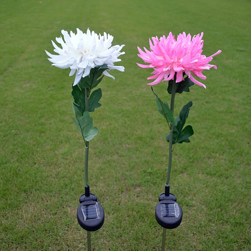 LED Chrysanthemum Flower Stake Light Solar Energy Rechargeable for Outdoor Garden Patio Pathway Porch Backyard Esg16588