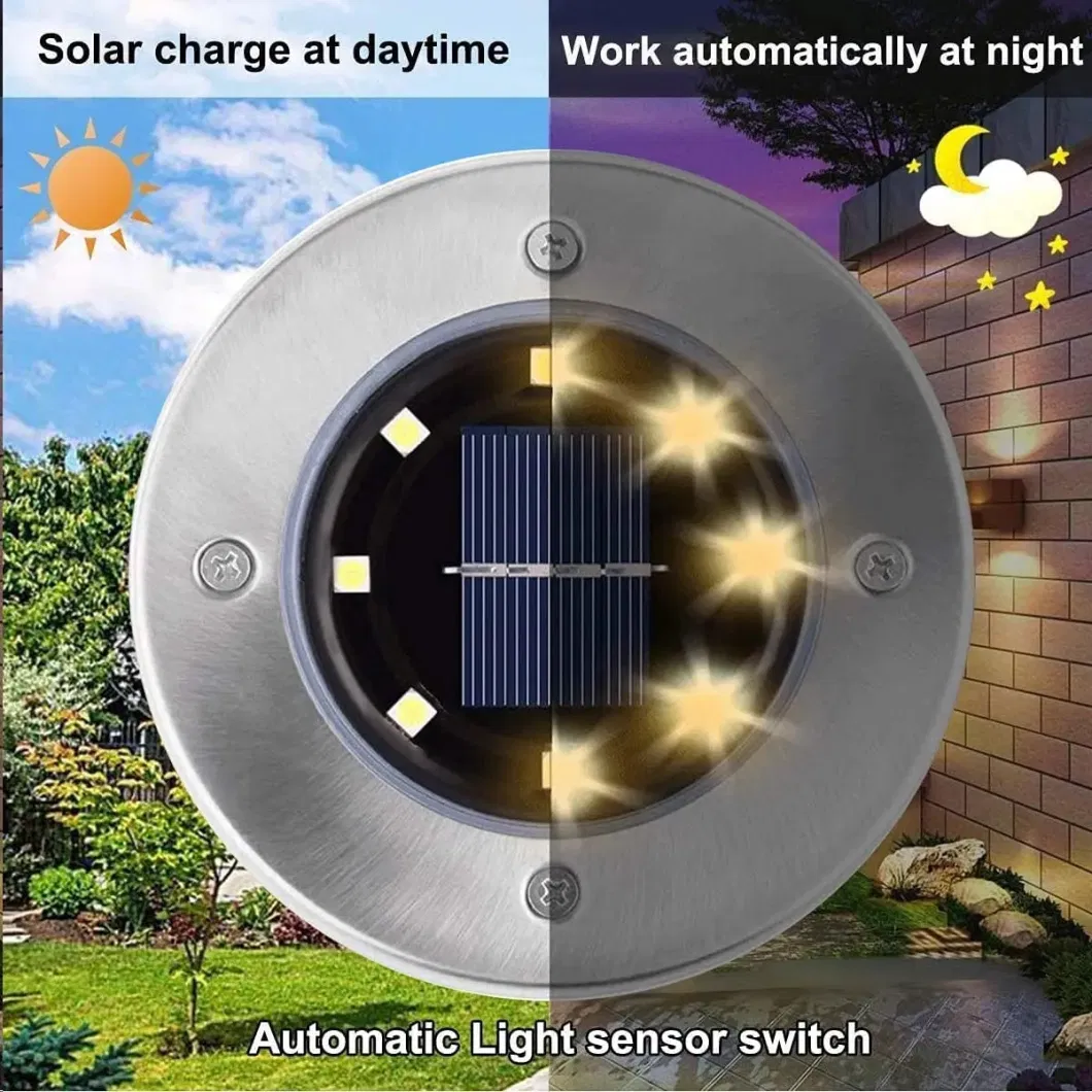 Solar Underground Garden Lights Lawn Pathway Buried Lamp Outdoor Waterproof Sidewalk Bright Landscape Inground Light