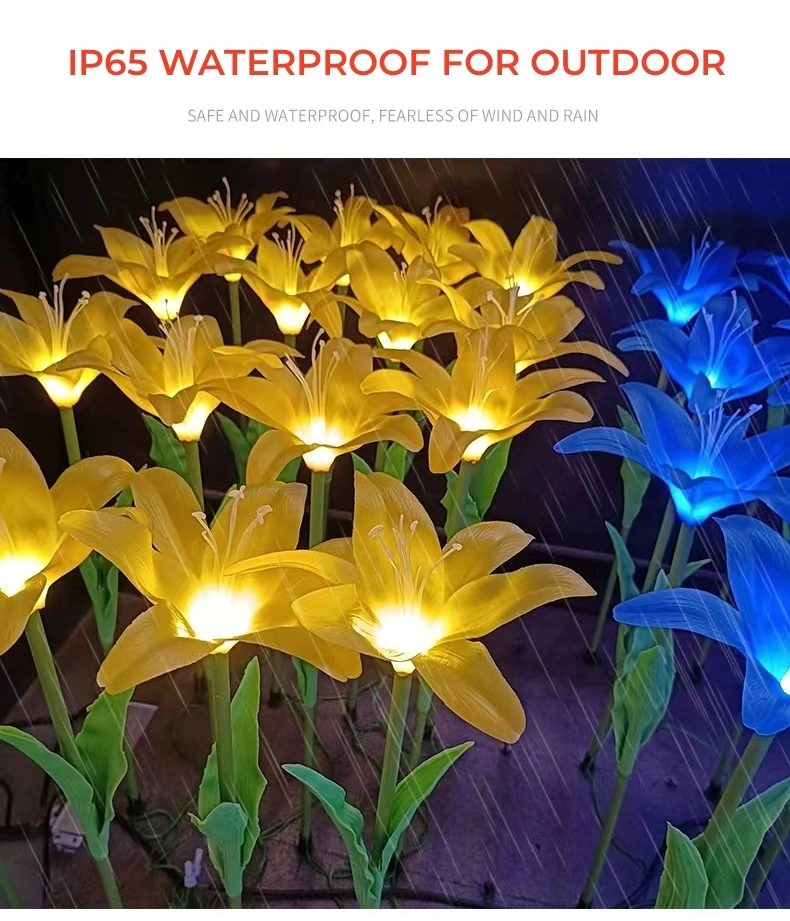 LED Artificial Flower Light Lily Stake Pin Light for Garden Christmas Decoration