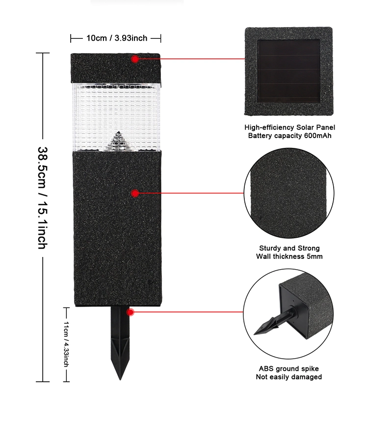 LED Garden Stone Square Path Lawn Solar Powered Solar Light
