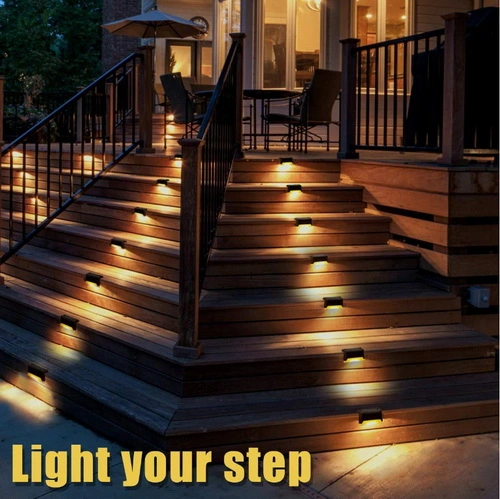 Solar Stair Pathway Light Sunlight Powered Fence Wall Lamp Landscape Lamps Courtyard Stair Light for Outdoor Garden Yard