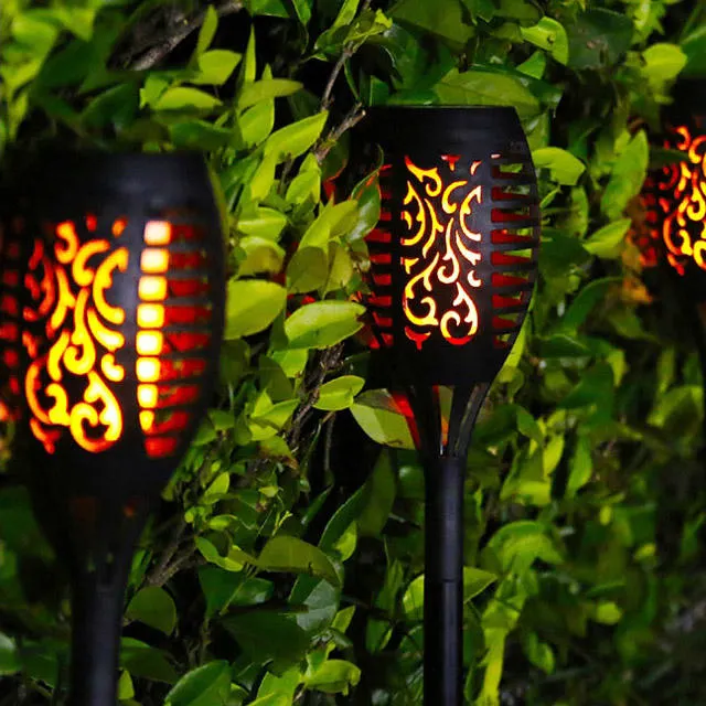 OEM IP65 LED Solar Flickering Flame Torch Lights Outdoor Landscape Courtyard Garden Decoration Lamp Balcony Dancing Party Lights