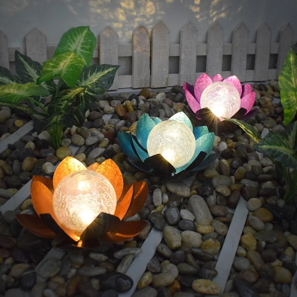 LED Iron Lotus Solar Light Outdoor European Garden Landscape Lamp Holiday Garden Courtyard Path Decoration Lamps Wyz20929