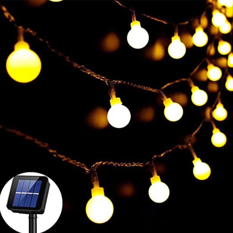 Small White Ball Milk Bubble Outdoor Landscape Courtyard Decorative Christmas String Lights