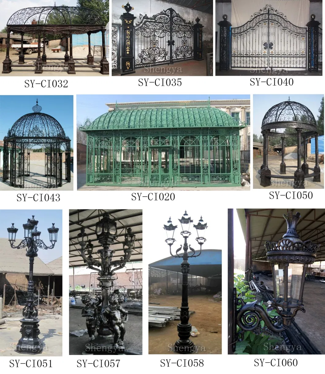 3 Heads Decorative Outdoor Lighting Pole Three Arms Waterproof Garden Lamp Post Traditional Street Light Antique Wrought Cast Iron Lamp for Backyard Gate Posts