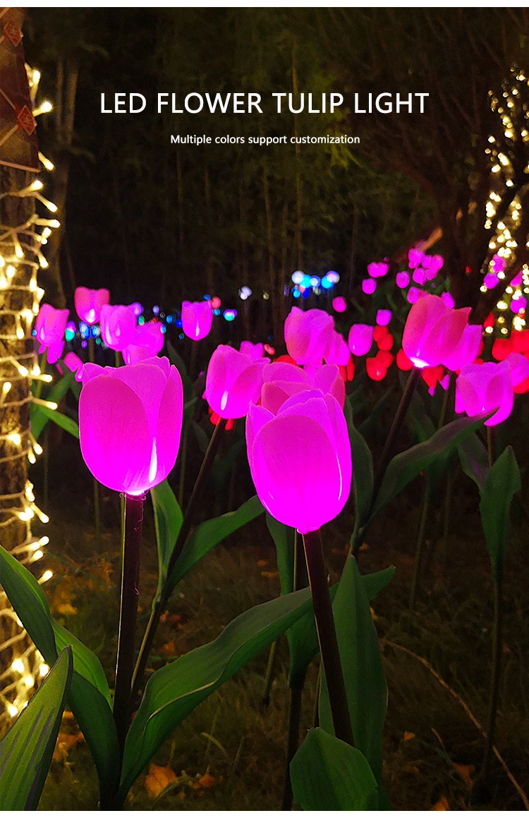 LED Outdoor Garden Decorative Waterproof LED Solar Tulip Lamp for Landscape Path Yard Lights