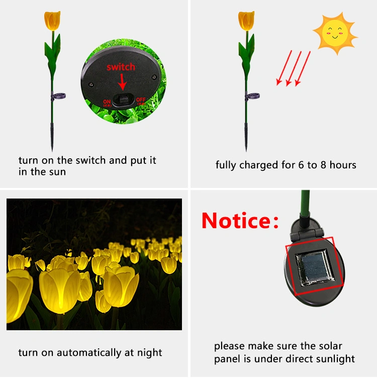 LED Outdoor Garden Decorative Waterproof LED Solar Tulip Lamp for Landscape Path Yard Lights