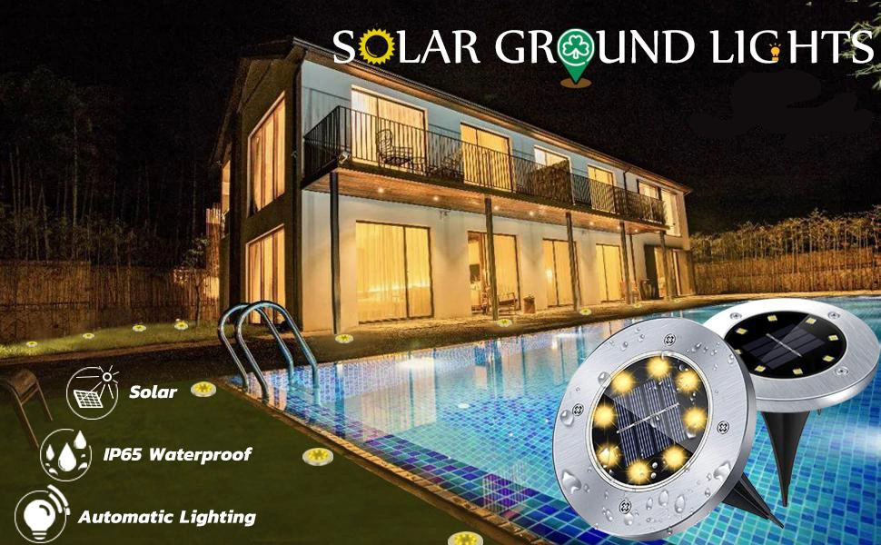 Goldmore 8LED Solar Buried Light Under Ground Lamp Outdoor Path Way Garden Light