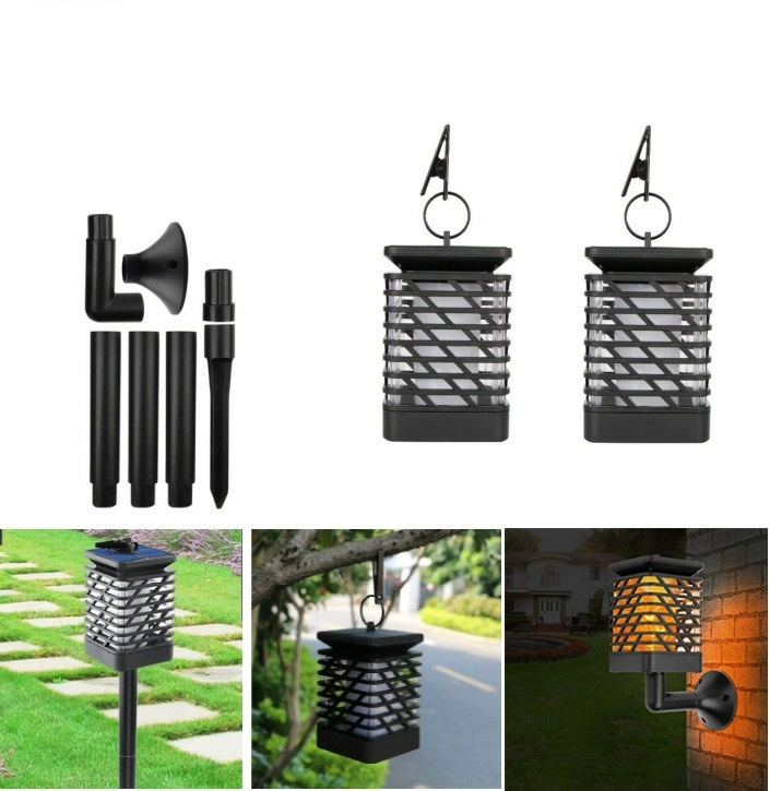 Solar Lantern Lights Dancing Flame Waterproof Outdoor Hanging Lantern Solar Powered Umbrella LED Night Lights Dusk to Dawn Auto on/off