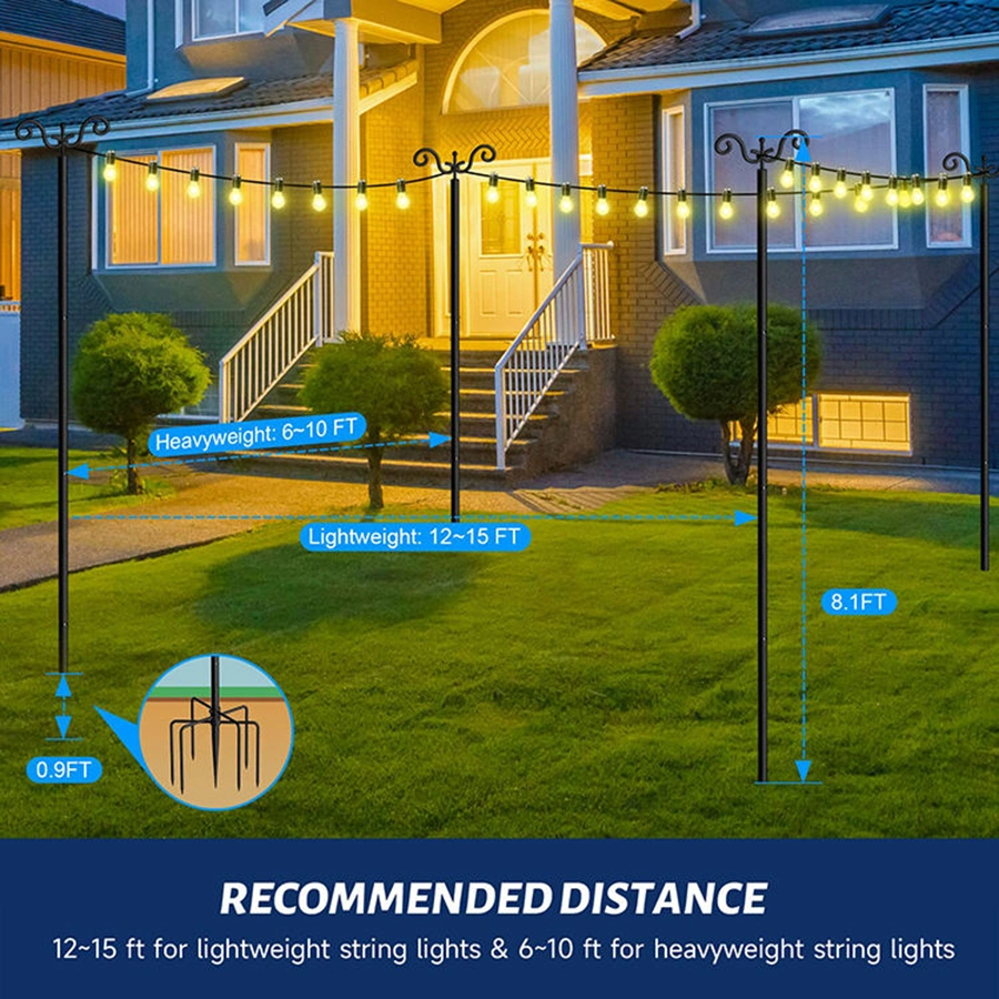 JH-Mech Durable Steel String Lights Poles for Backyard