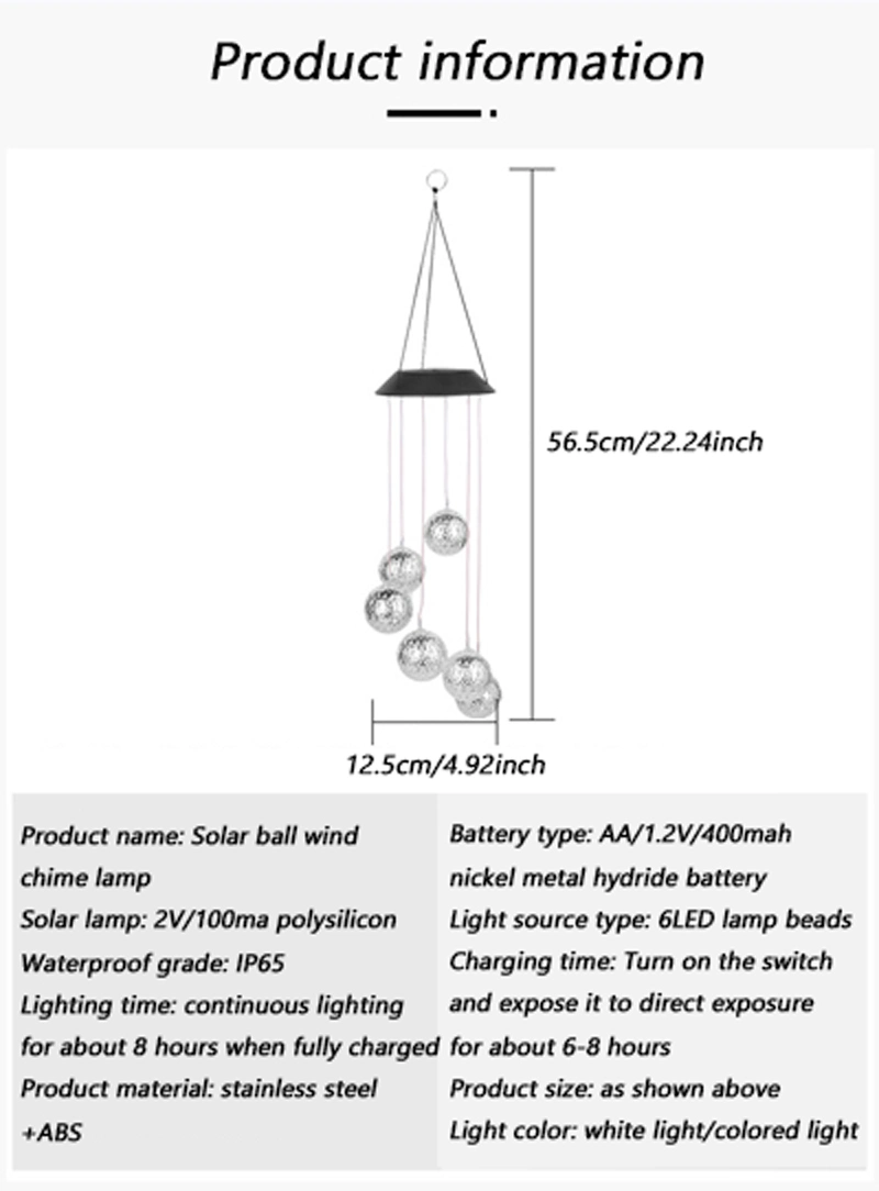 Outdoor Courtyard Garden Decorative Light Waterproof Landscape Small Hanging Light Solar Chandelier Wind Chime Light