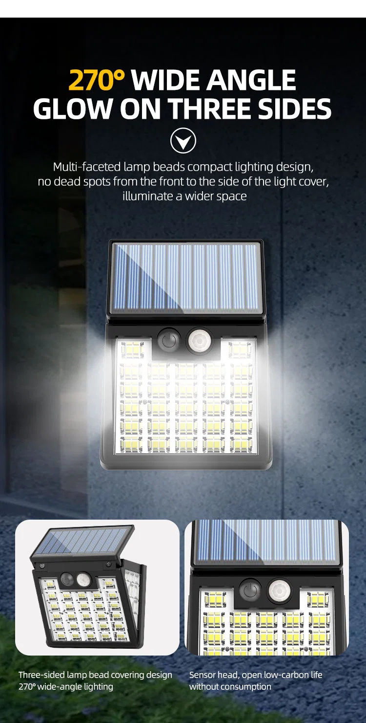 Solar Outdoor Lights 3 Working Modes Motion Sensor Security Lights IP65 Waterproof Outdoor Use for Patio Wall Garden Fence Door