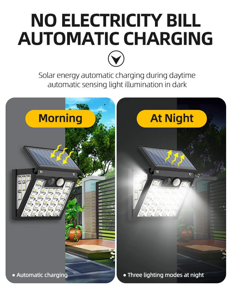 Solar Outdoor Lights 3 Working Modes Motion Sensor Security Lights IP65 Waterproof Outdoor Use for Patio Wall Garden Fence Door