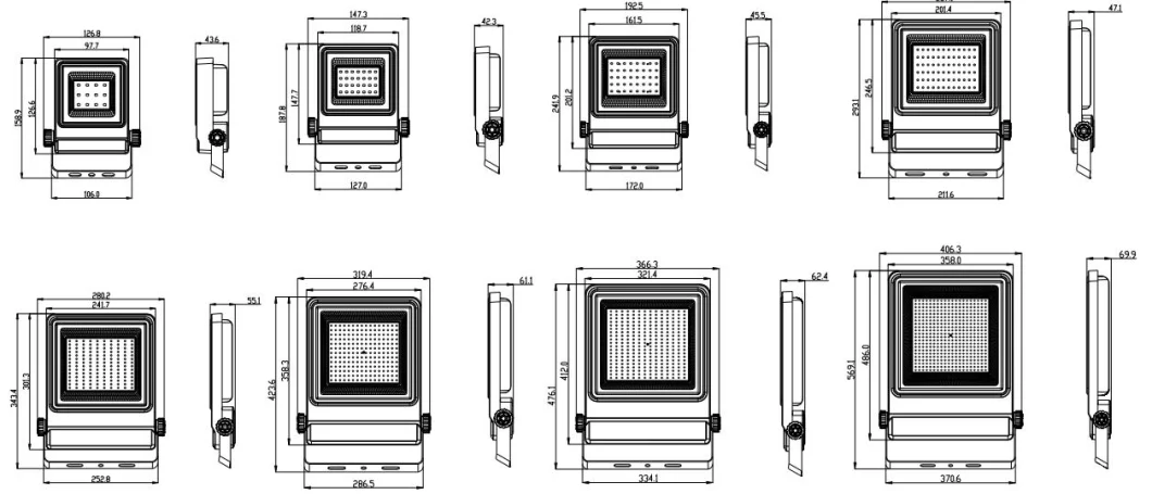 Factory Price IP66 10-300W Adjustable Aluminum High Power LED Flood Light for Outdoor Spaces Sports Facilities