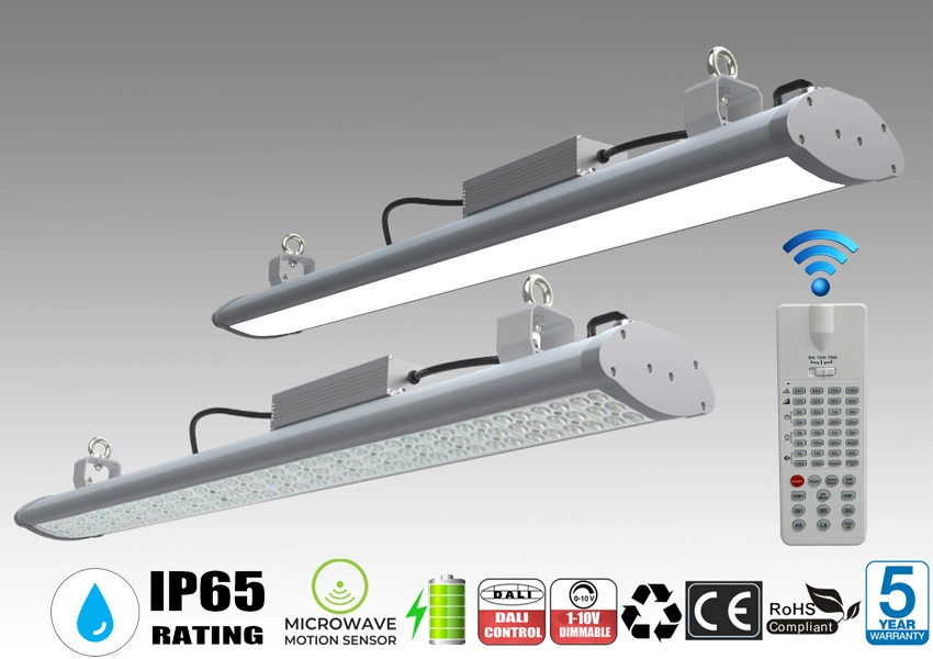 Smart LED Linear High Bay Light Emergency 2-Hour IP65 Waterproof Industrial Warehouse Parking Lot Council Hal Construction Site