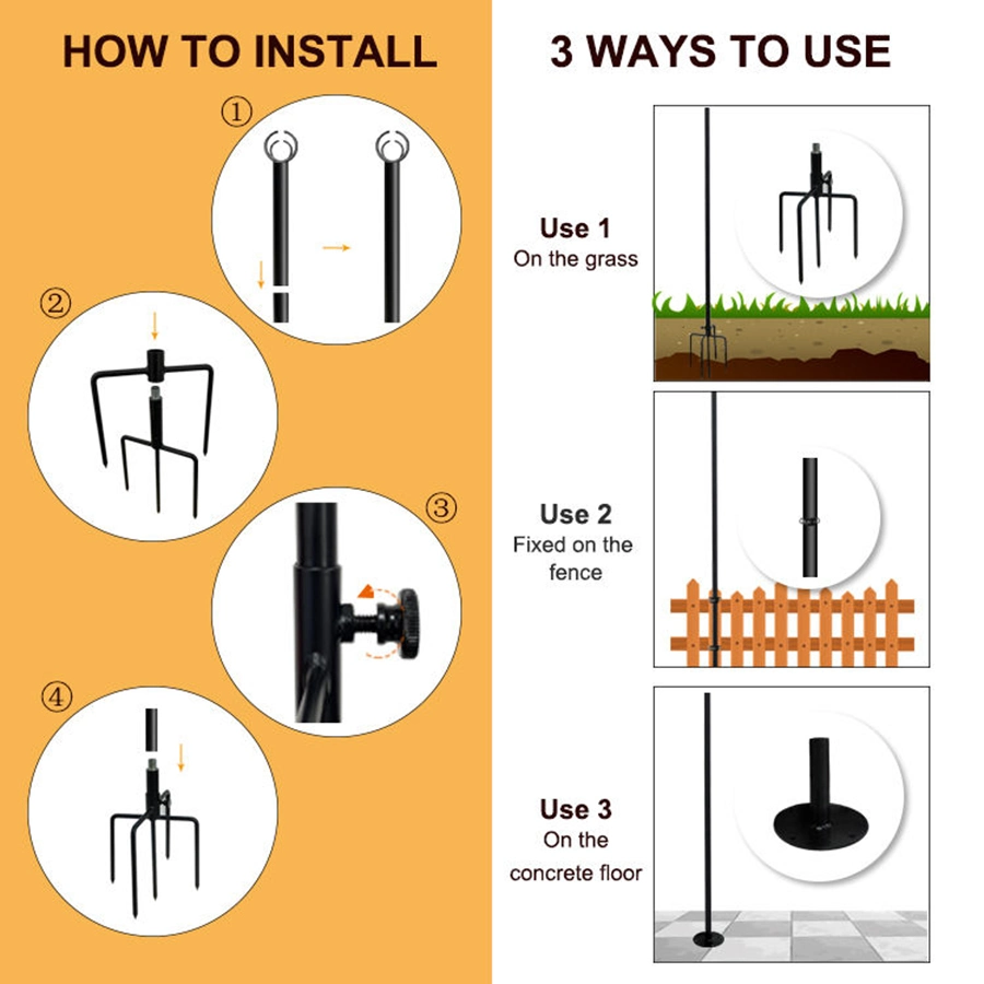 JH-Mech High Quality Metal Powder Coated Pole for String Lights