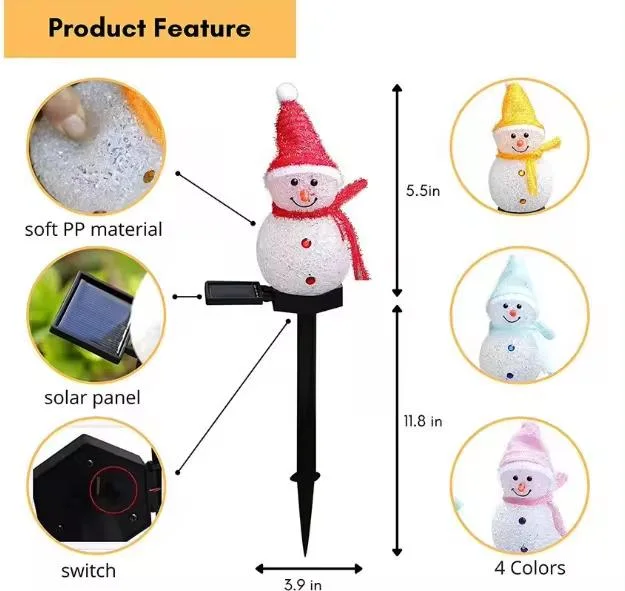 New Solar Snowman LED Lamp Christmas Day Decorative Atmosphere Light Outdoor Courtyard