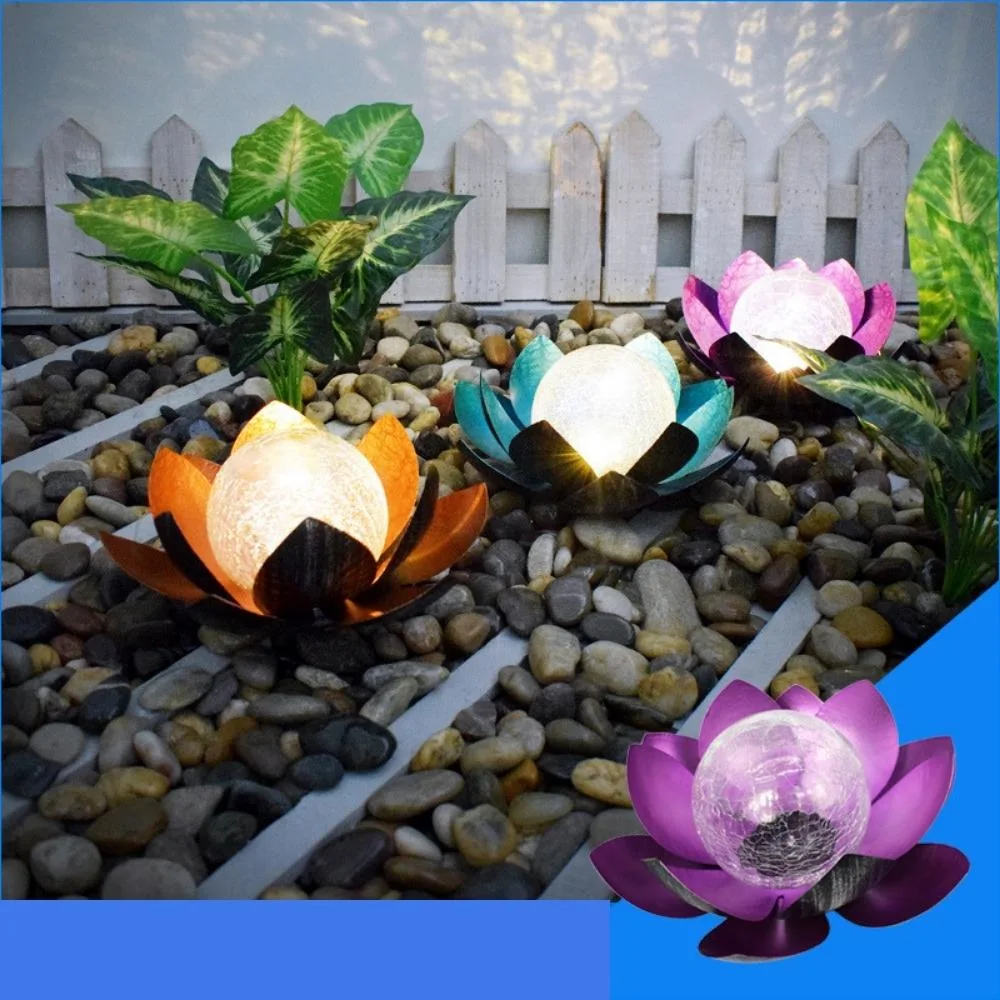 LED Iron Lotus Solar Light Outdoor European Garden Landscape Lamp Holiday Garden Courtyard Path Decoration Lamps Wyz20929