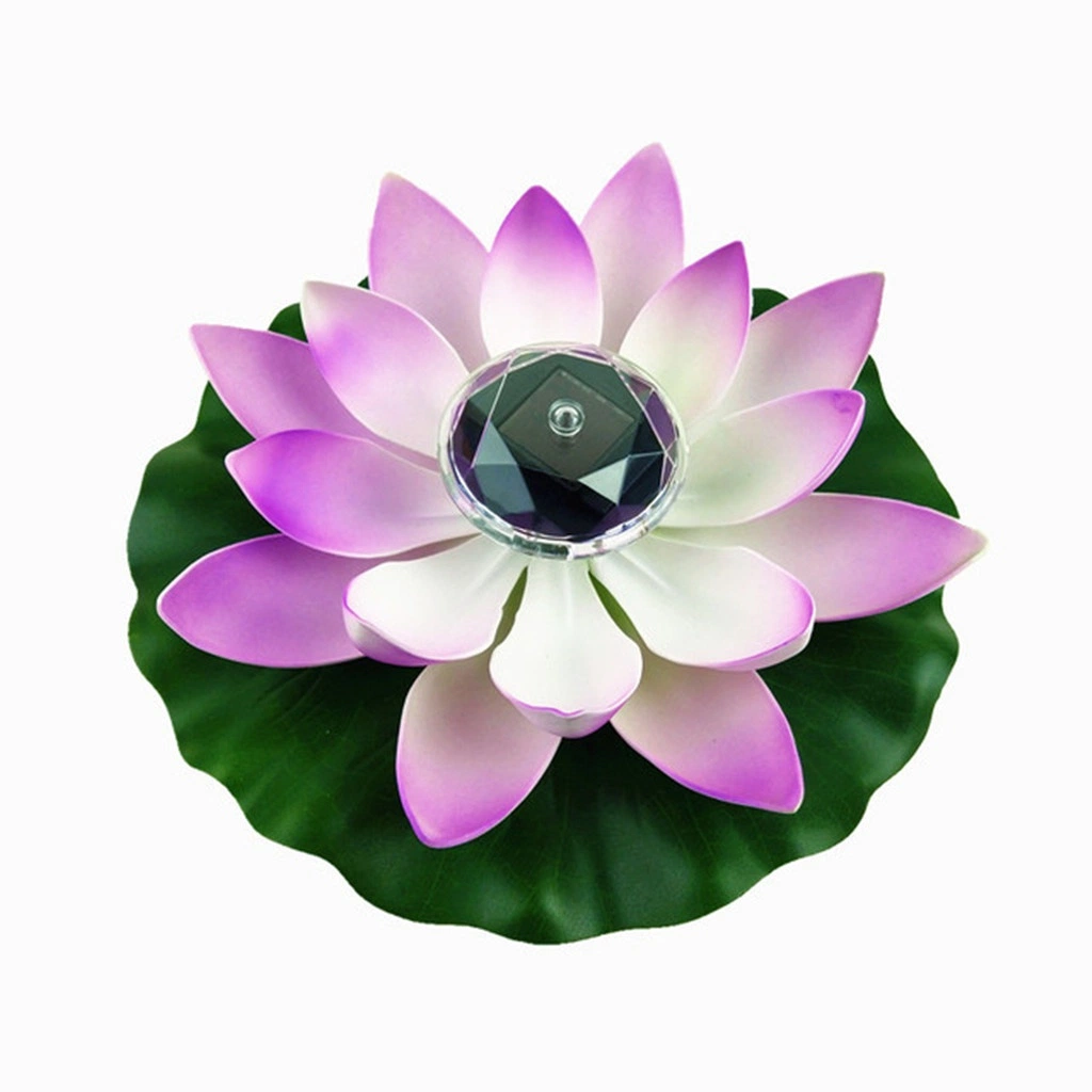 Solar Powered LED Flower Light Artificial Lotus Shape Floating Fountain Pond Garden Pool Lamp LED Night Light Solar Pool Light