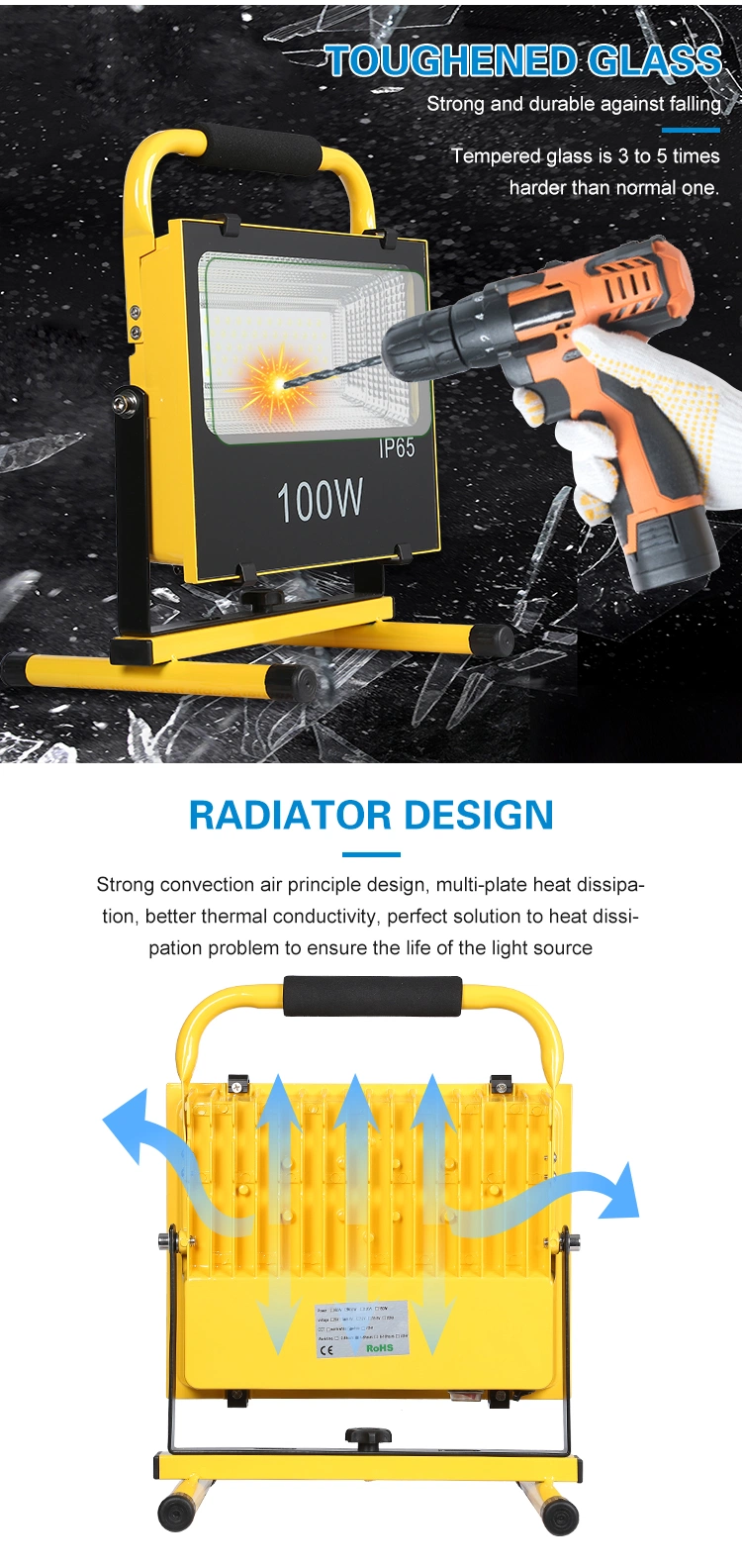 Wholesale Price Aluminum SMD 50watt 100watt 200watt Rechargeable LED Flood Light