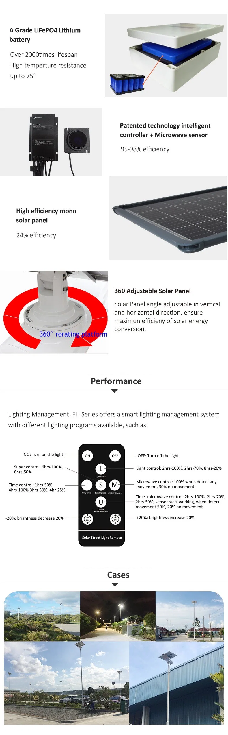 High Wattage Outdoor IP65 Waterproof Integrated All in One LED Solar Street Garden Light with Solar Panel Product