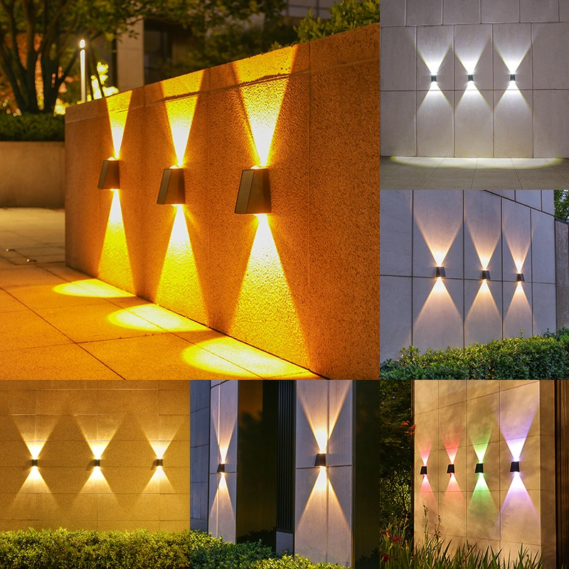 Solar Trapezoidal Wall Washing Lamp up and Down Lighting Light for Courtyard