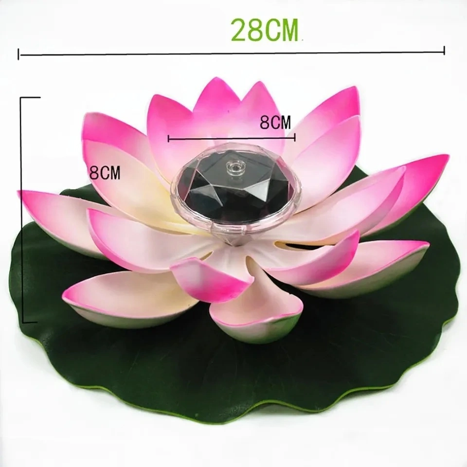 Solar Powered LED Flower Light Artificial Lotus Shape Floating Fountain Pond Garden Pool Lamp LED Night Light Solar Pool Light