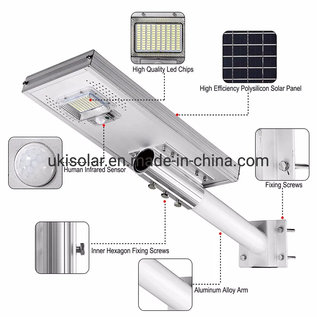 Ukisolar Hot Sale Outdoor Courtyard Waterproof IP65 50 100 150 Watt All in One LED Solar Street Light Price