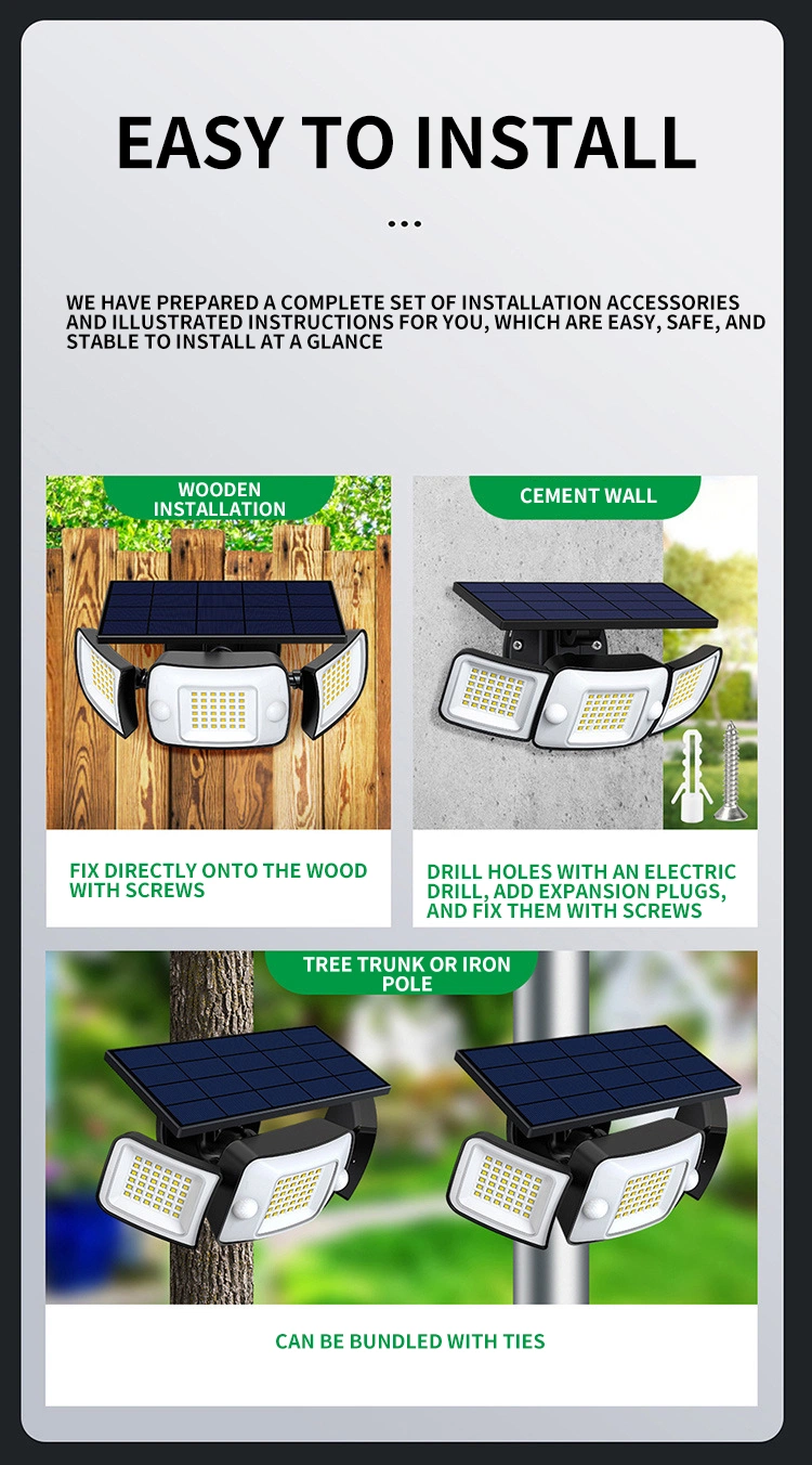 Solar Wall Lamp with Three Sides Emitting Intelligent Outdoor Courtyard Solar Light