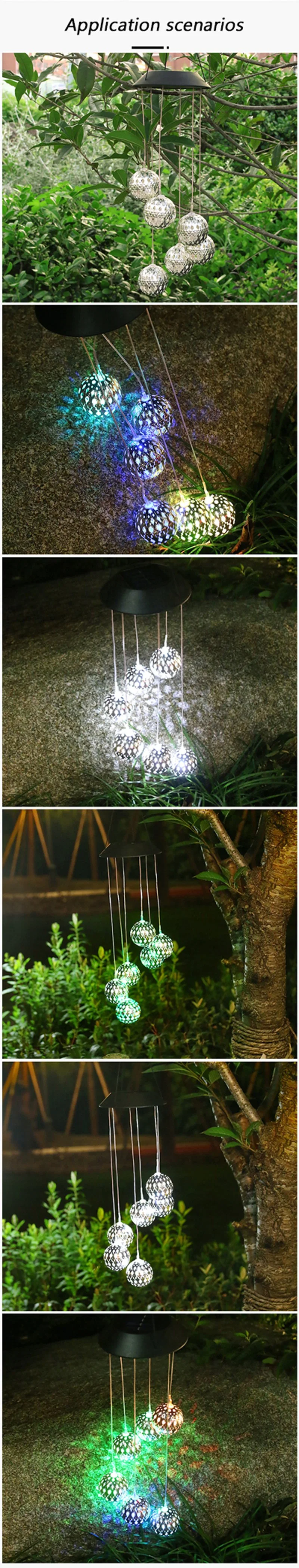 Outdoor Courtyard Garden Decorative Light Waterproof Landscape Small Hanging Light Solar Chandelier Wind Chime Light