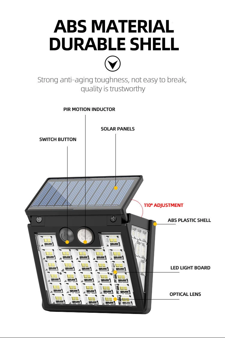 Solar Outdoor Lights 3 Working Modes Motion Sensor Security Lights IP65 Waterproof Outdoor Use for Patio Wall Garden Fence Door