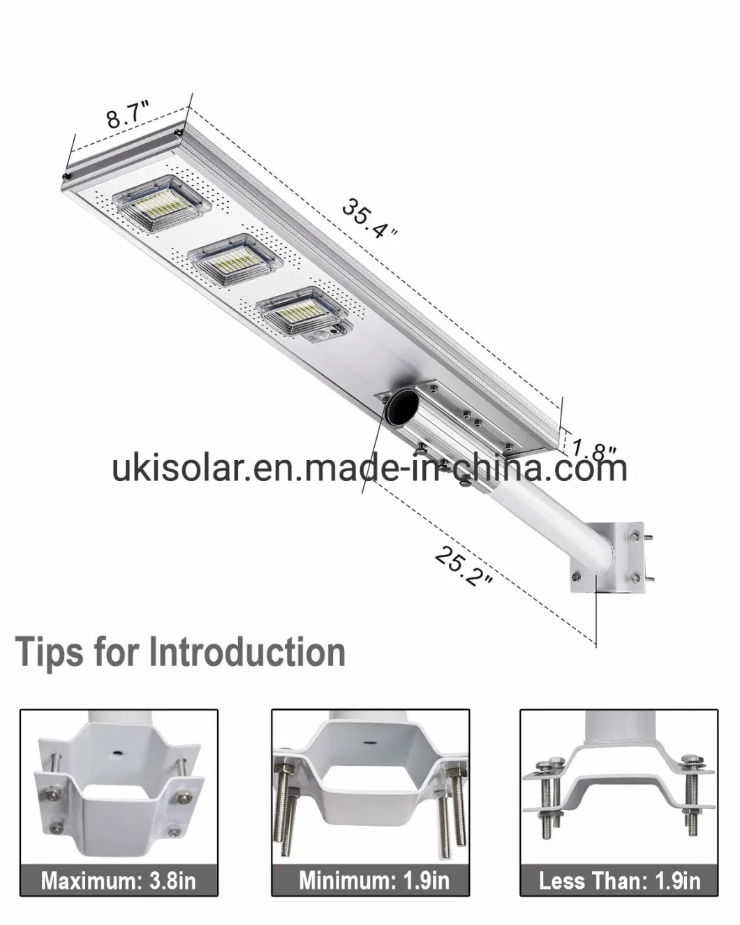 Ukisolar Hot Sale Outdoor Courtyard Waterproof IP65 50 100 150 Watt All in One LED Solar Street Light Price