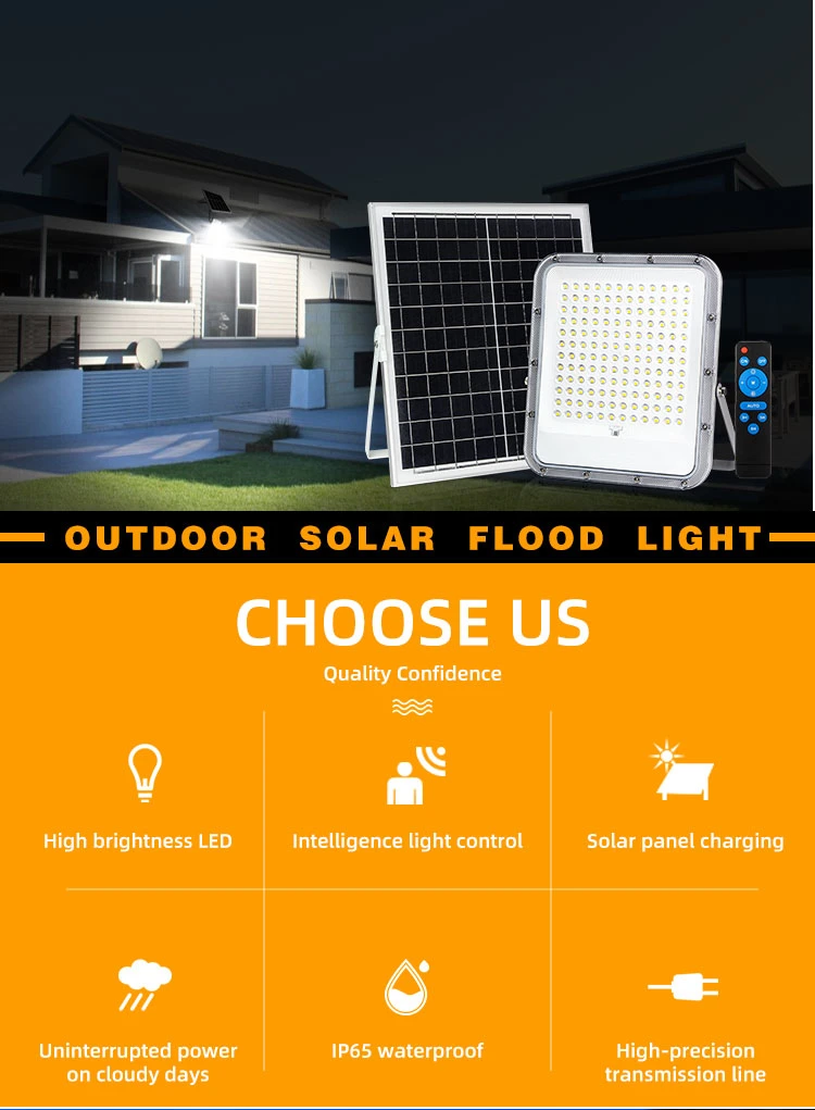 High Quality Solar LED Flood Light Power System Controller IP65 30W 50W 100W 150W 200W Outdoor Floodlight Super Bright Sport Garden