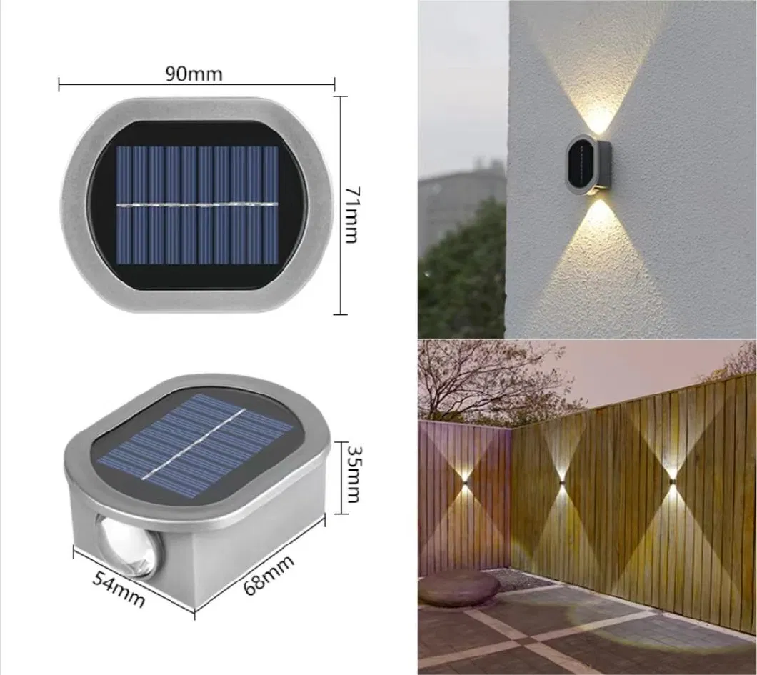 Solar Light for Garden Courtyard up and Down Wall Lamp with 2 LED Lights