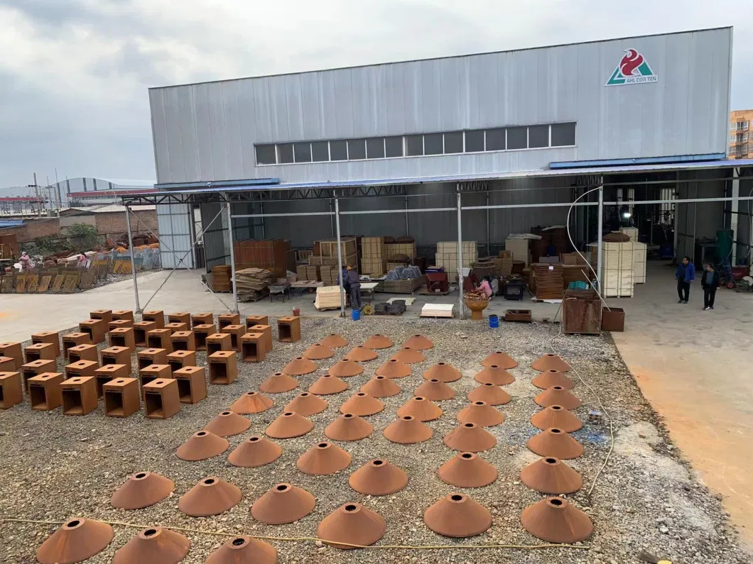 Rustic-Style Corten Lightbox for Courtyard Lighting