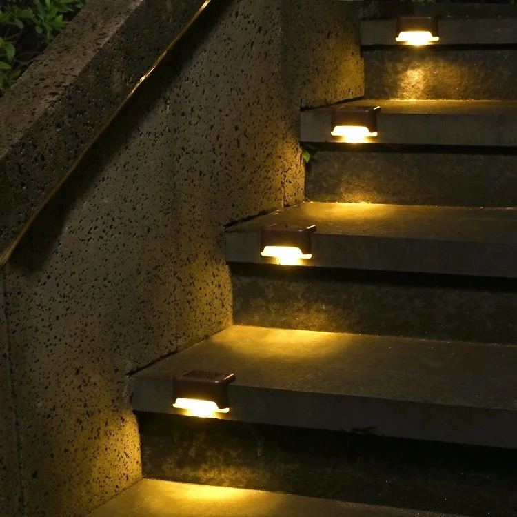 Outdoor Courtyard Garden Walkway RGB LED Solar Lamp Fence Step Deck Dock Solar Stair Light