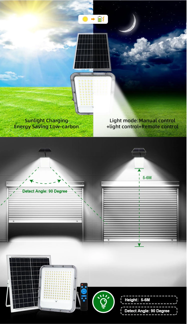 High Quality Solar LED Flood Light Power System Controller IP65 30W 50W 100W 150W 200W Outdoor Floodlight Super Bright Sport Garden