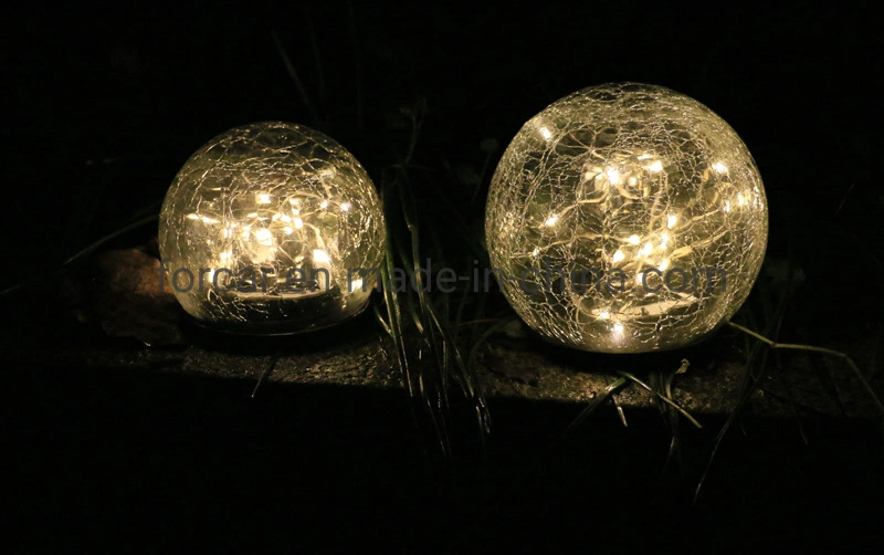 Cracked Glass Globe Home Garden Decorative Lighting AAA Battery Solar Path Landscape Lamp Hot Sale Solar Power Outdoor LED Garden Light