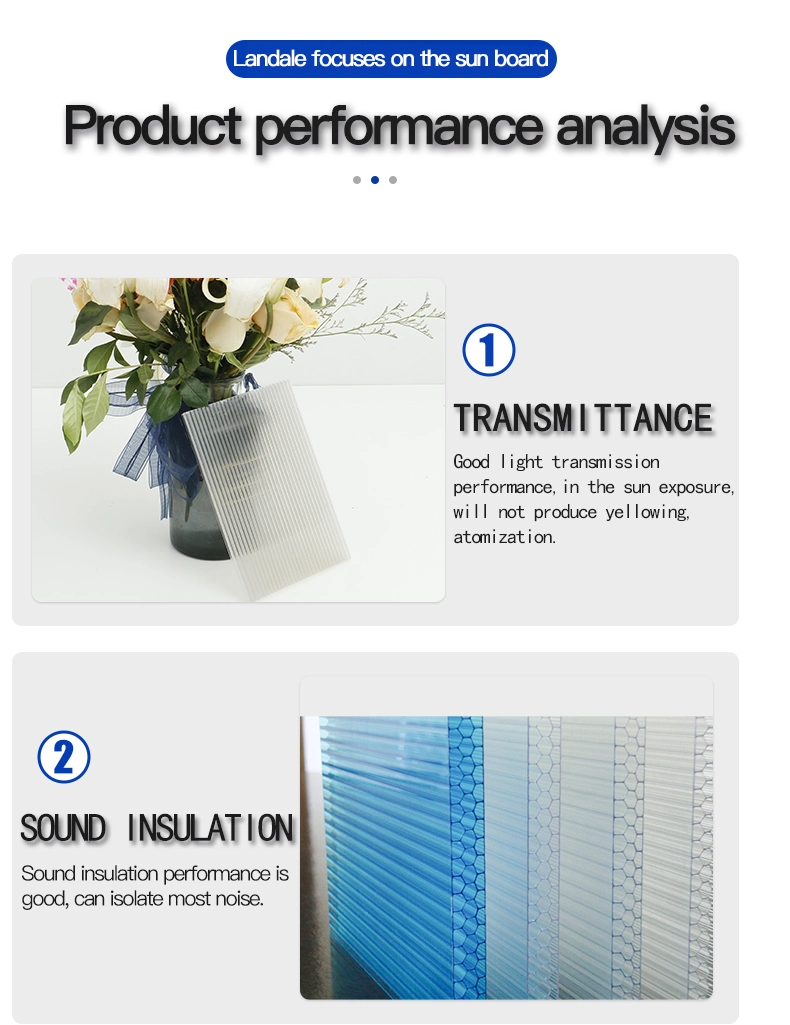 8/10/12/16/20mm Polycarbonate Hollow Panel Greenhouse Sunlight Panel
