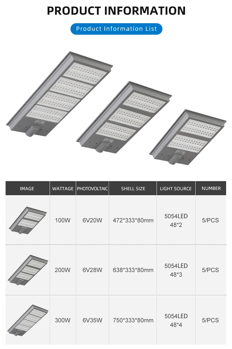 IP65 100W 200W 300W Road All in One Integrated Solar Street Light