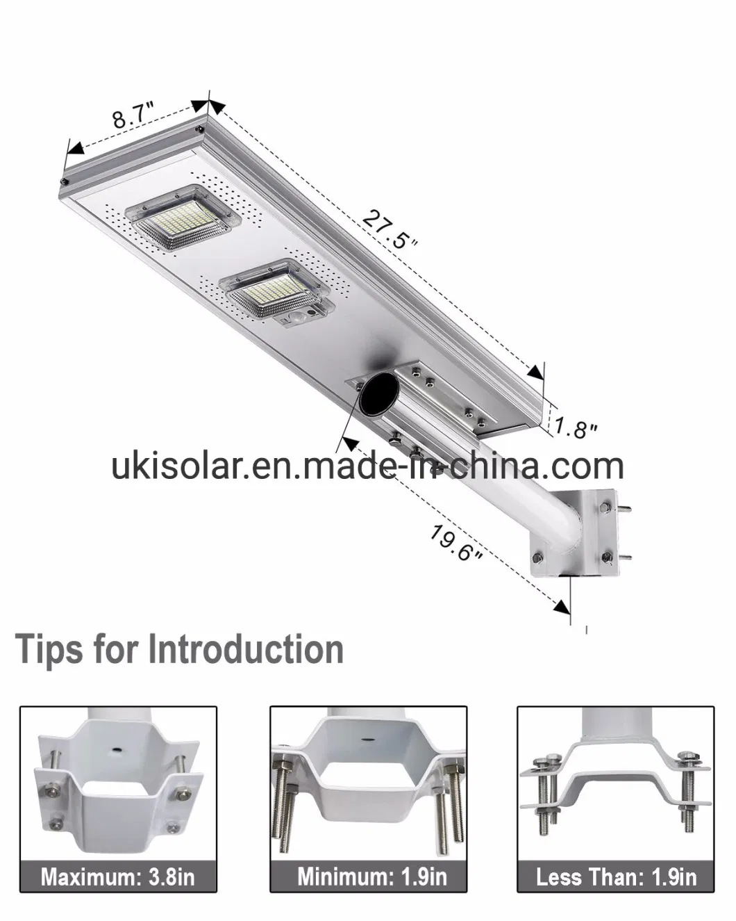 Ukisolar Hot Sale Outdoor Courtyard Waterproof IP65 50 100 150 Watt All in One LED Solar Street Light Price