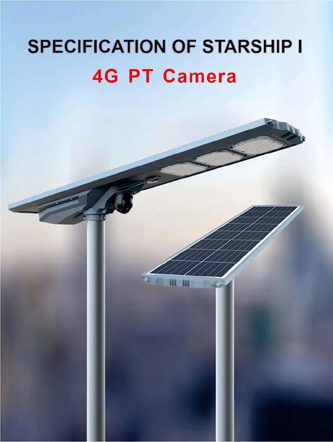 Outdoor All in Two IP66 100W Waterproof Dusk to Dawn Solar Panel PV Energy Powered Flood Outdoor CCTV LED Road Super Hot 4G CCTV Solar Street Light Starship