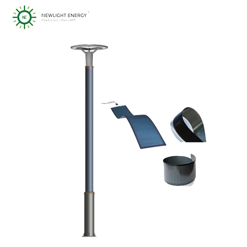 LED Solar Light With Flexible Solar Panel Wrap On Pole For Courtyard