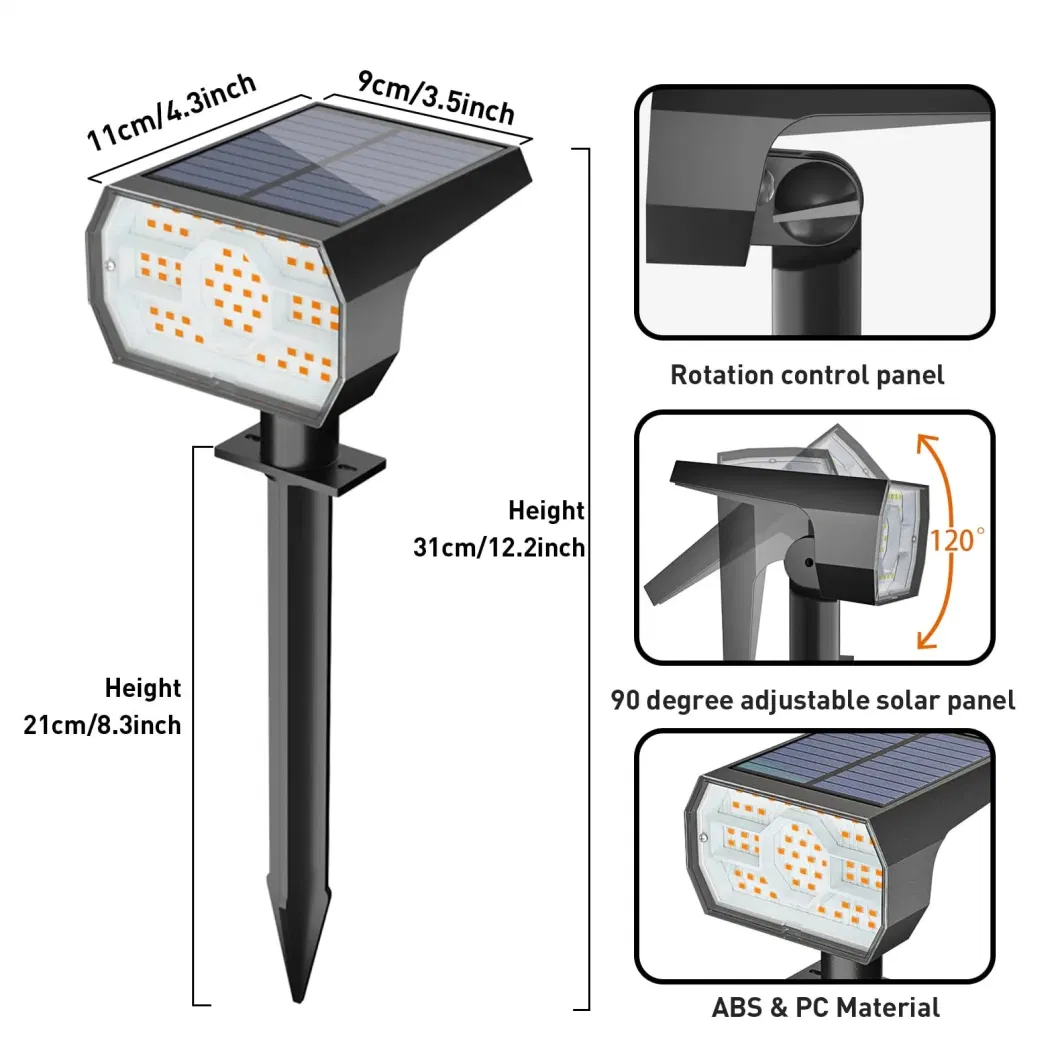 Hot Selling Waterproof Bright Solar Powered LED Solar Spot Light for Outside Garden Lawn Yard Landscape