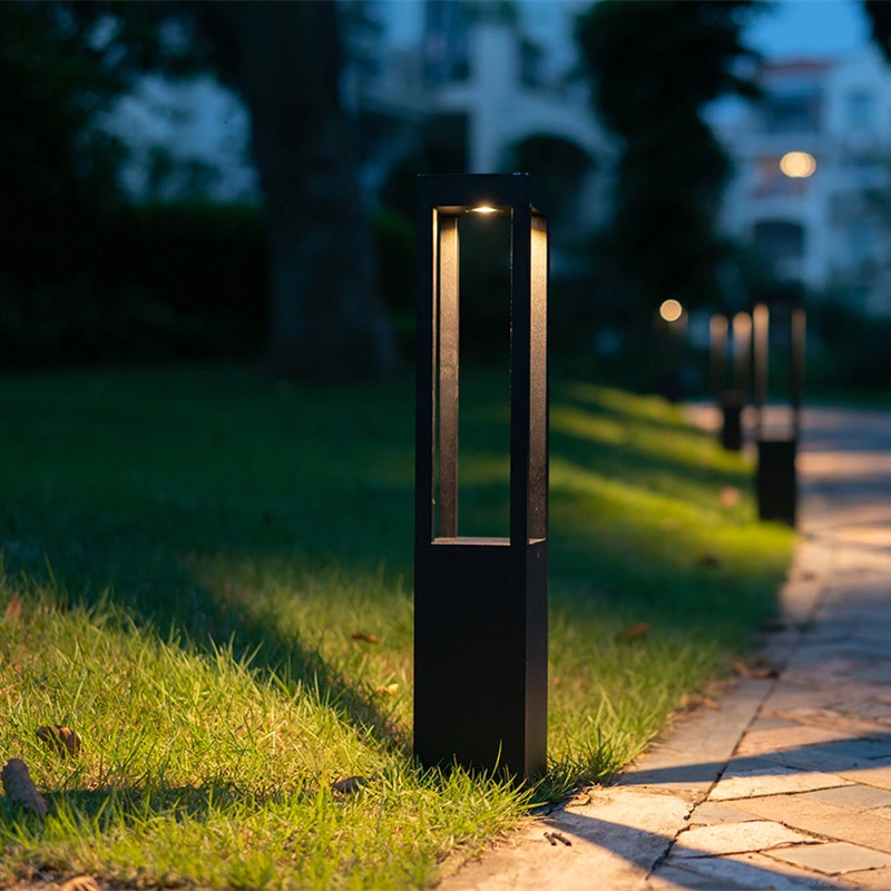 GU10 Socket Square Aluminum IP65 Outdoor Pathway Park Landscape Post Bollard Lawn Garden Light