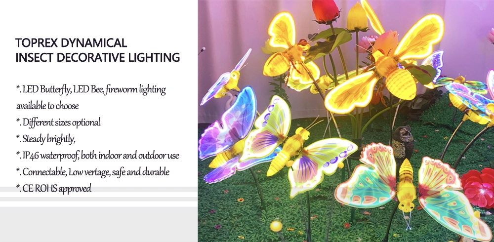 Custom Christmas Decoration LED Motif Light Navidad Decorative Event Garden Park 3D LED Moving Butterfly Lights for Street/Shopping Mall