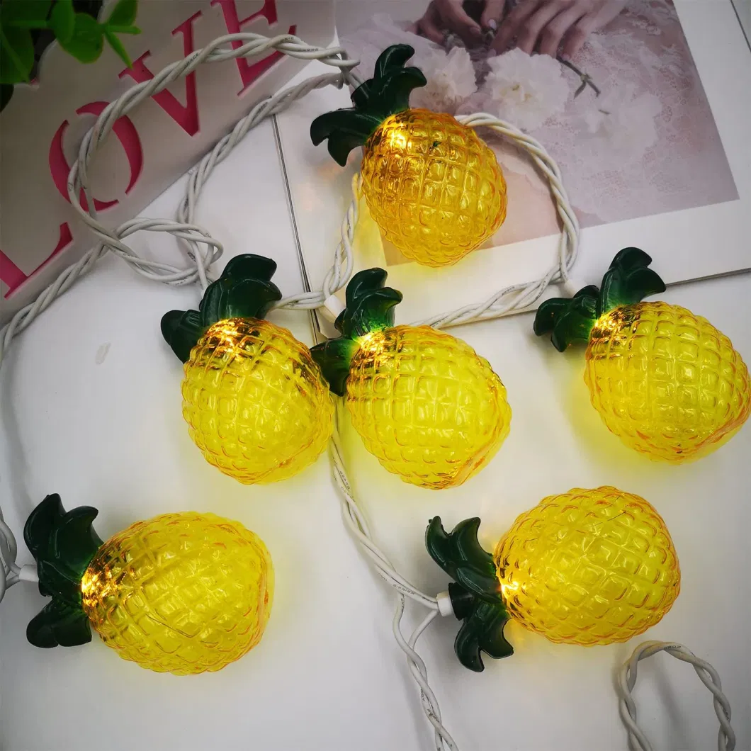 Plastic Outdoor Use Garden and Party Decorative Waterproof Solar Power Plastic Pineapple String Lights