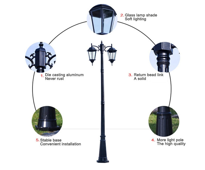 High Power LED IP65 3m Outdoor Street Lawn Patio Landscape Garden Light