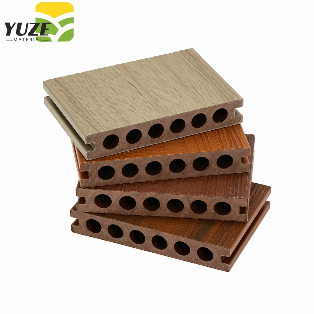 Anti-Aging Hollow Profile Embossed Wood Grain Outdoor Courtyard Ecological Decorative WPC Decking