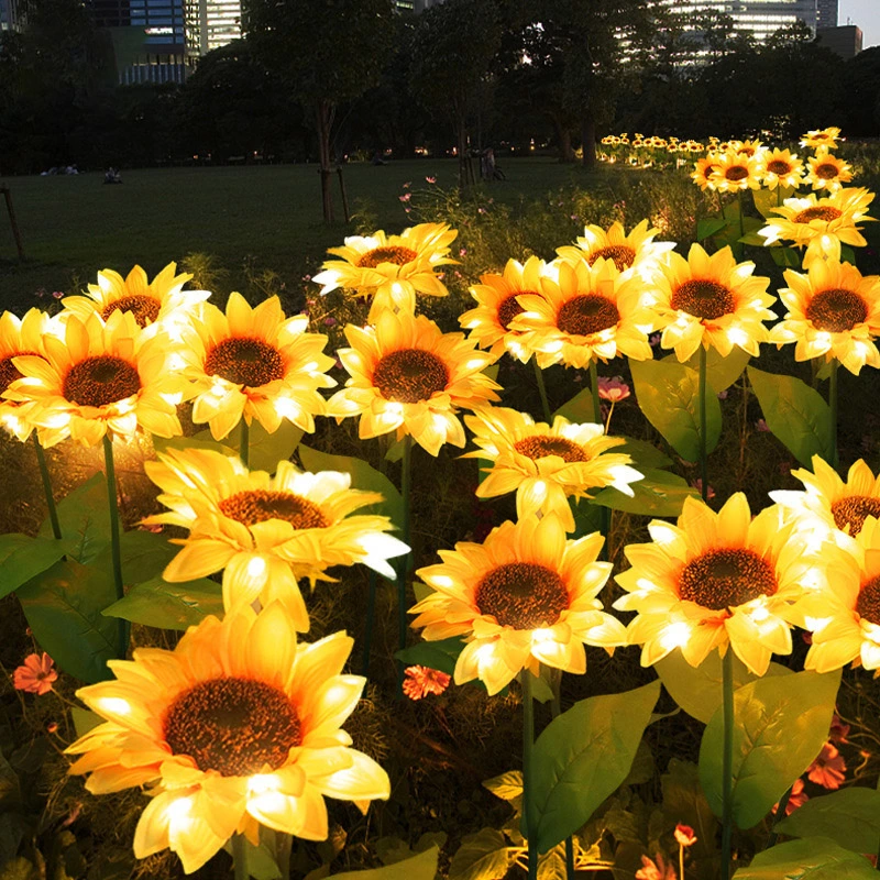 Solar Sunflower Garden Bouquet Lights Outdoor Decoratiion LED Sunflower Lights IP35 Courtyard Backyard Lawn Lamp Garden Lighting